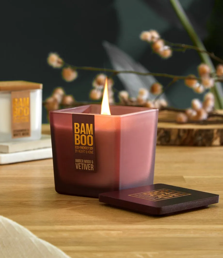 Amber Wood & Vetiver - Bamboo Large Jar Candle