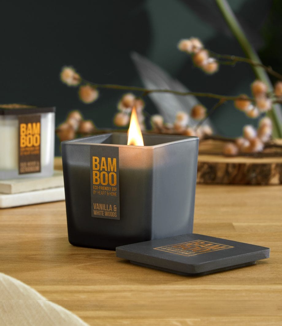 Vanilla & White Woods - Bamboo Large Jar Candle