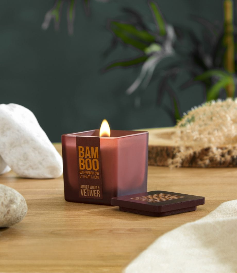 Amber Wood & Vetiver - Bamboo Small Jar Candle