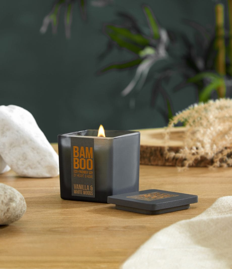 Vanilla & White Woods - Bamboo Small Jar Candle