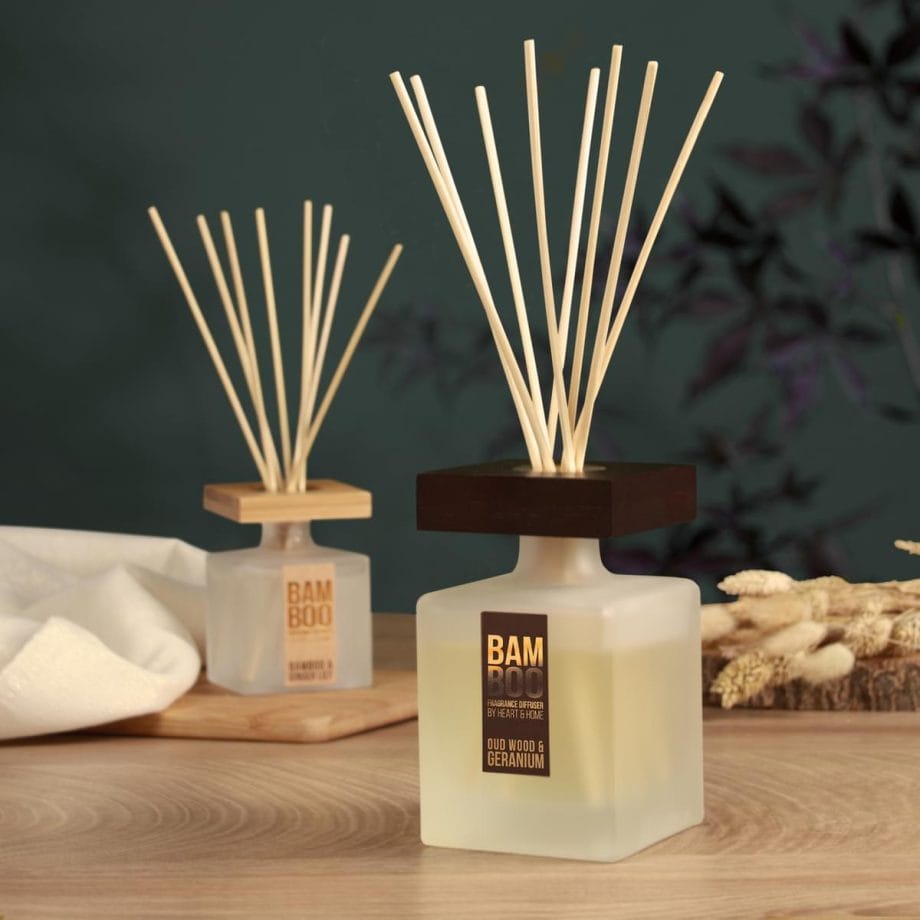 Oud Wood & Geranium - Large Bamboo Fragrance Diffuser