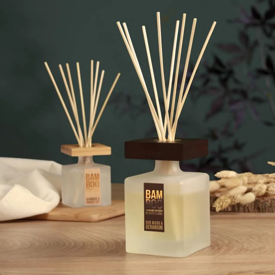 Oud Wood & Geranium - Large Bamboo Fragrance Diffuser
