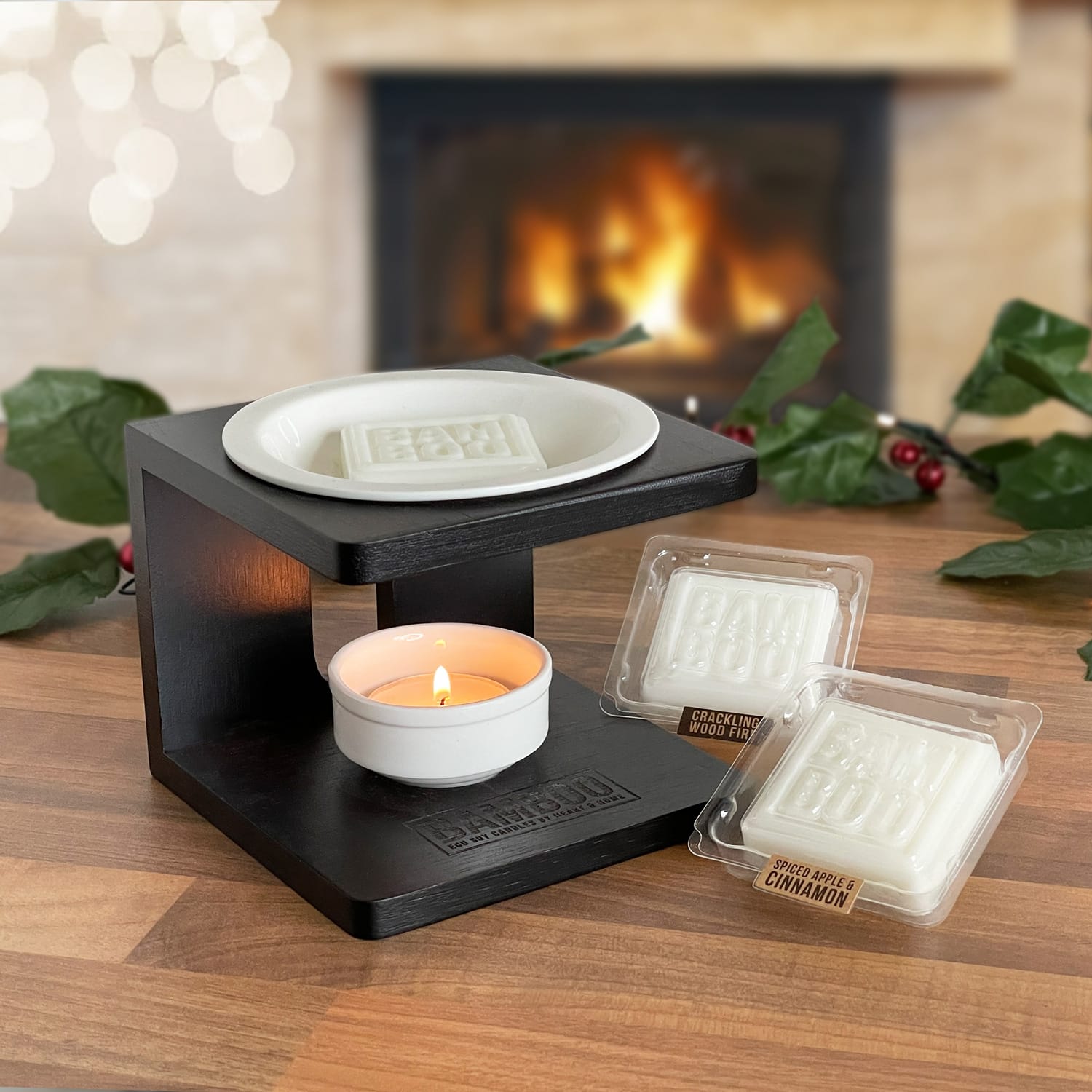 Wax Melt Burner - Bamboo Warmer - Heart & Home