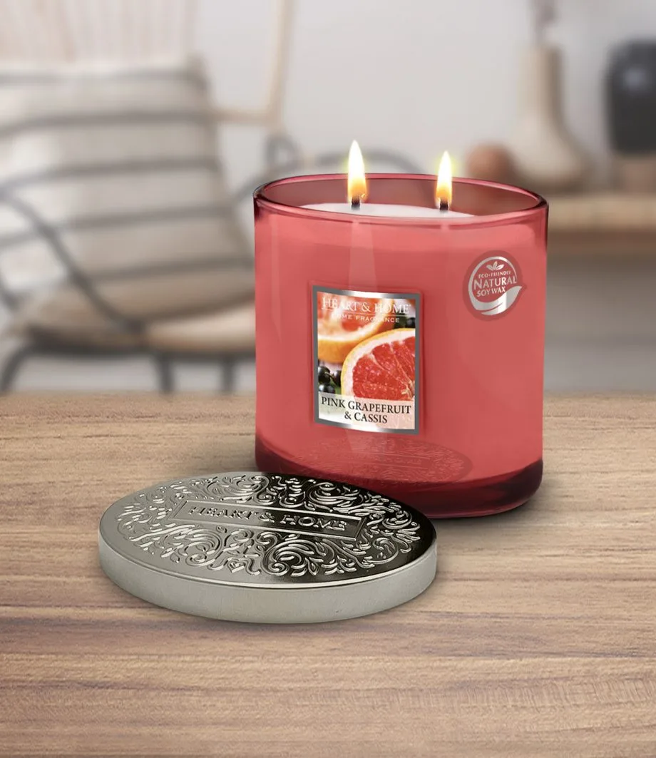 Pink Grapefruit & Cassis - 2 Wick Ellipse Candle