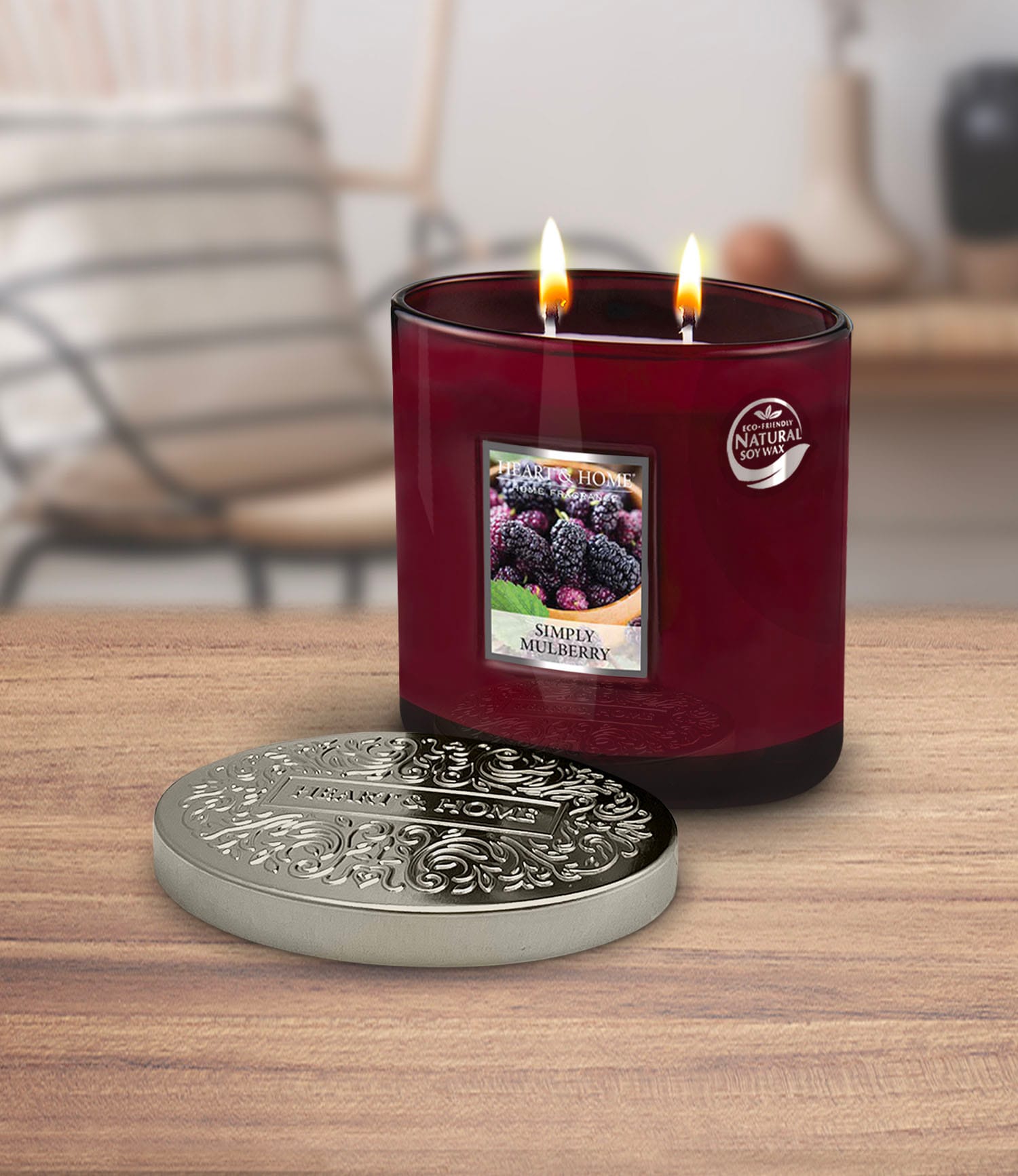 2 Wick Scented Candle Simply Mulberry by Heart Home