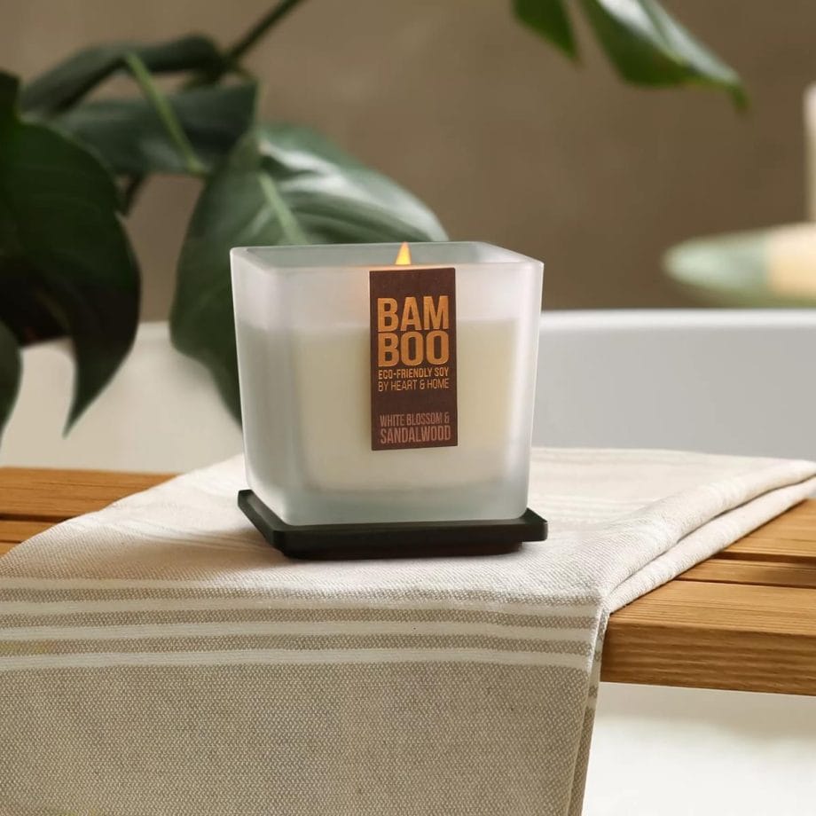 White Blossom & Sandalwood - Bamboo Large Jar Candle