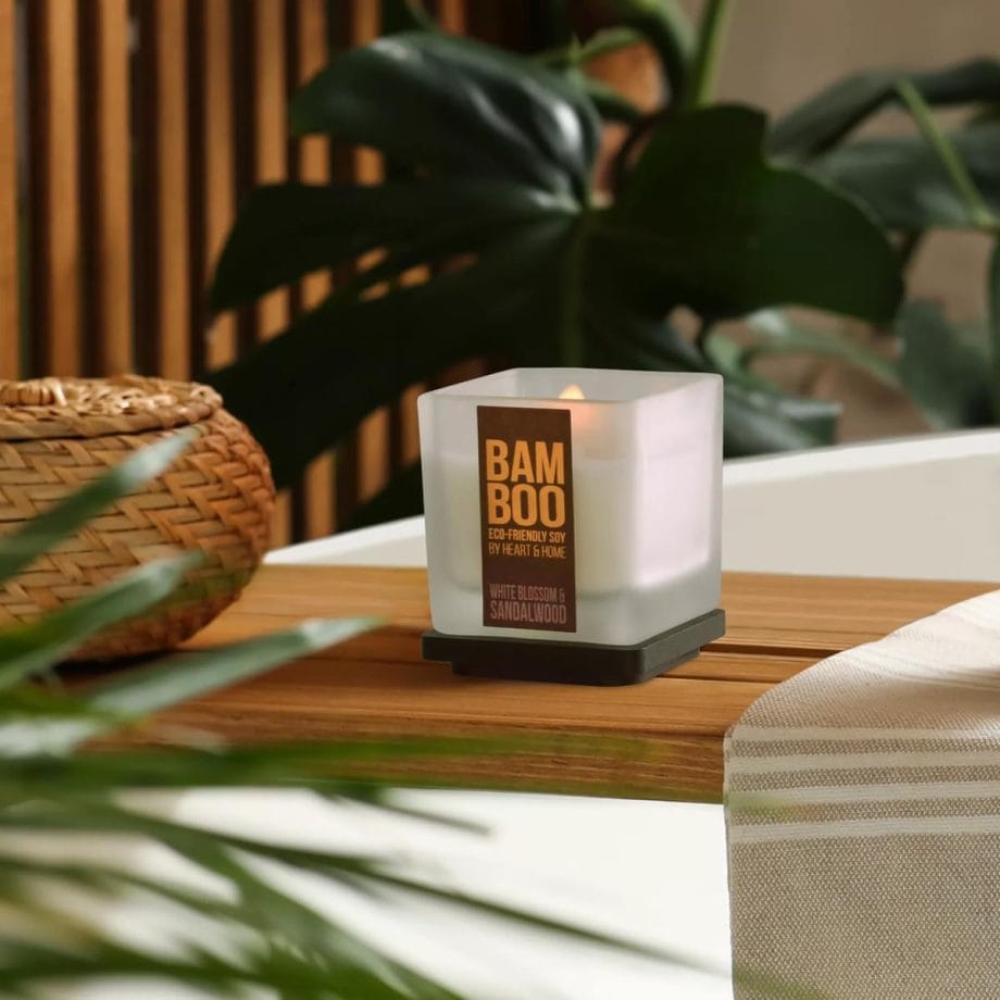 White Blossom & Sandalwood - Bamboo Small Jar Candle