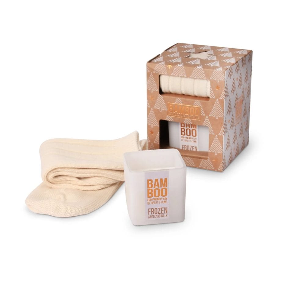 Bamboo Small Candle & Socks - Gift Set